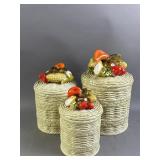 Vtg Canister Set With Veggies on Lids