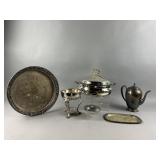Vintage Silver -Plated Round Serving Tray and More