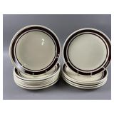Vtg Sanford Stoneware Dinnerware & Blue Crate