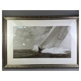 Framed B&W Sailboat Photograph