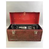 Vtg Metal Tool Box w/ Tools