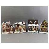 Vtg Porcelain Christmas Village Houses