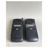 2 Vtg Fujitsu Pocket Commander Cell Phone