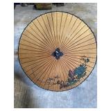 Vtg Asian Rice Paper Parasol