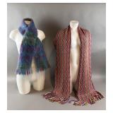 Vintage Mohair Plaid Scarf & Colorful Knit Scarf