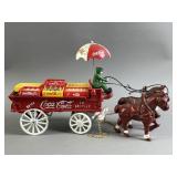 Vtg Coca Cola Cast Iron Horse Drawn Carriage