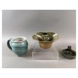 (3) Hand Blown Ceramic Mug, Candle Holder & More