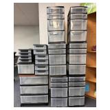 Large Lot of Plastic Storage Bins with Drawers