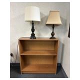 Low Bookshelf & Two Table Lamps