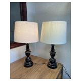 Table Lamp Pair with Round Cloth Shades