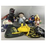 Lot of Stuffed Animals and Themed Bags