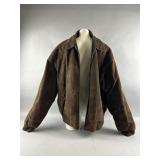 Vintage Brown Suede Leather Bomber Jacket