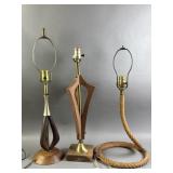 Vtg Wooden & Rope Decorative Table Lamps