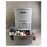 Plastic 3 Drawer Storage w/ Christmas Items & More