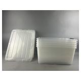 Lot of 5 Clear Plastic Storage Bins