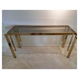 MCM Polished Brass Hollywood Regency Console Table