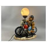 Decorative Table Lamp Featuring a Comical Biker