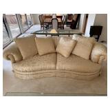 Upholstered Champagne Pillowback Crescent Sofa (1)