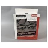 Foster Grant +3.00 Reading Glasses & Case