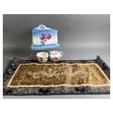 Chinese Embroidered Tapestry & Floral Fine China