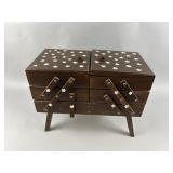 Vintage Wooden Accordion -Style Sewing Box