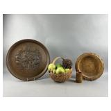 Vtg Hand Carved Wooden Folk Plate and Cup & More