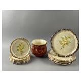 Vtg Christa Germany Pottery Plates & Planter