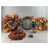 Autumn Themed Wreaths and Halloween Decor