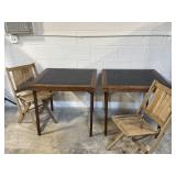Vtg Wooden Fold Out Tables & Chairs
