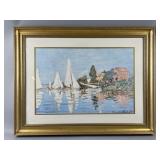 Framed/Signed Watercolor Painting by C. Monet
