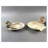Vintage Hummel Global Boy With Bird Ash Trays (2)