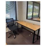 Office Table and Black Rolling Desk Chair