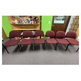 (6) Maroon Upholstered Office Chairs
