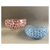 Handmade Blown Glass Pink & Blue Bowls
