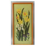 MCM Fiber Wall Art Featuring Embroidered Flowers