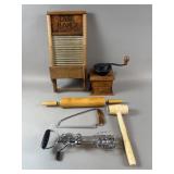 Vintage Washboard, Coffee Grinder & More