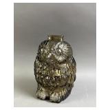 MCM Wise Old Owl Glass Owl Coin Bank & Coins
