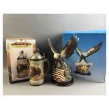 Vtg Buffalo Stein & Eagle w/ Fiber Wing