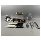 Brand New Serrated Knives, Vtg Butter Dish & More