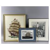 Vintage Embroidered Sailboat Wall Art & More
