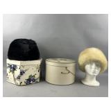 2 Vintage Fur Cossack-Style Hats & Hat Boxes