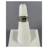 10k White Gold Ring with Blue Color Gemstones