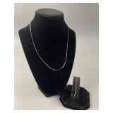 14K Thin Box Chain Necklace & Bracelet