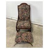 Victorian Rocking Chair & Horned Leg Foot Stool