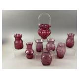 Vtg Pilgrim Art Glass Cranberry Pitchers & More