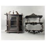 Hanging Curio Cabinet & Ornate Decorative Shelf
