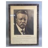 Framed Vtg Print of Theodore Roosevelt