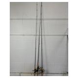 3 Wooden Black Fishing Poles & Rods