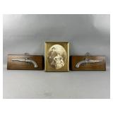 Old-Timey Portrait & Vtg Pistol Wall Decor