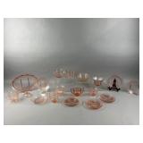 Pink Depression Glassware Lot, Jeannette & More